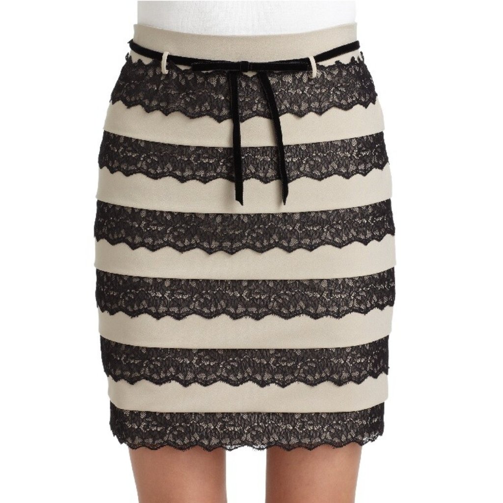 Robert Rodriguez Womens Parisian Tiered Lace Skirt Size 8 Brand New Msrp 298